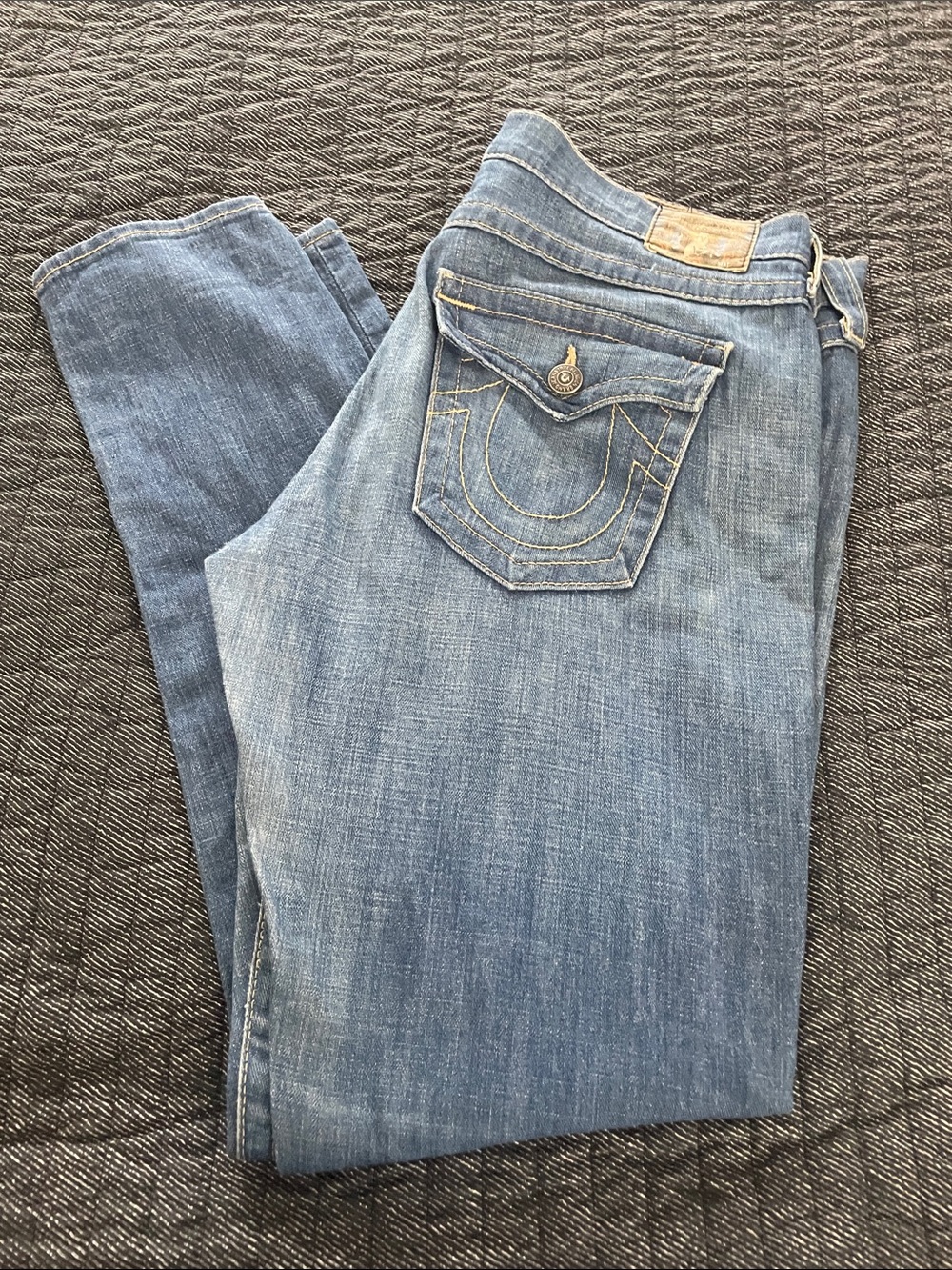 True Religion Women's Light Blue Straight Leg Jeans - Loose Fit